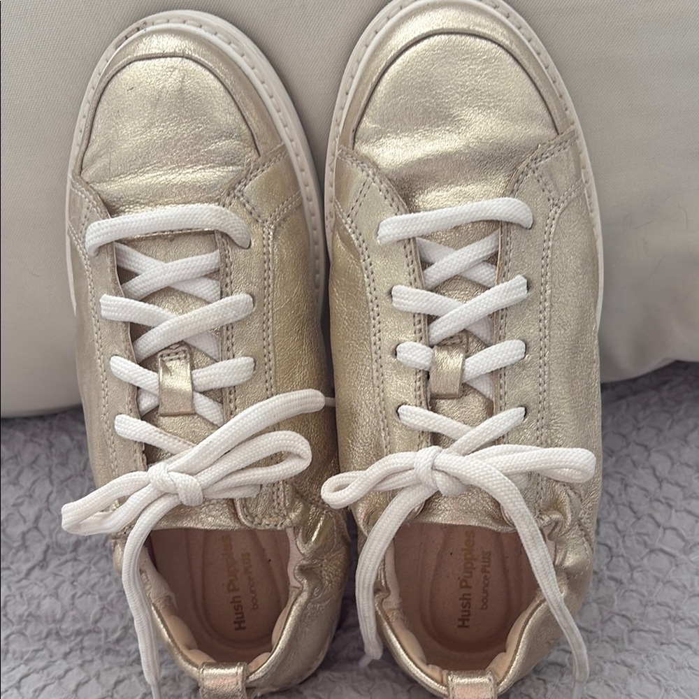 Gold Metallic Sneakers with White Laces